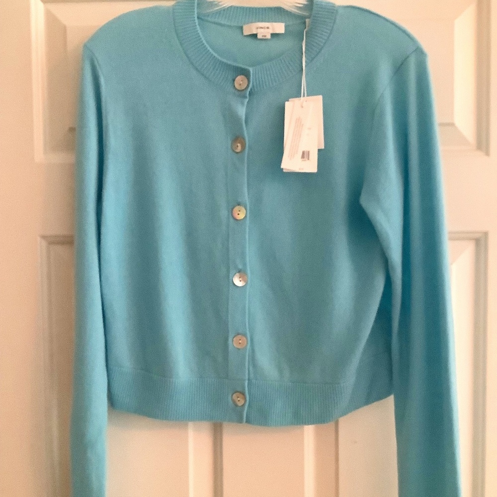 Vince Aqua Blue Button-Up Cardigan